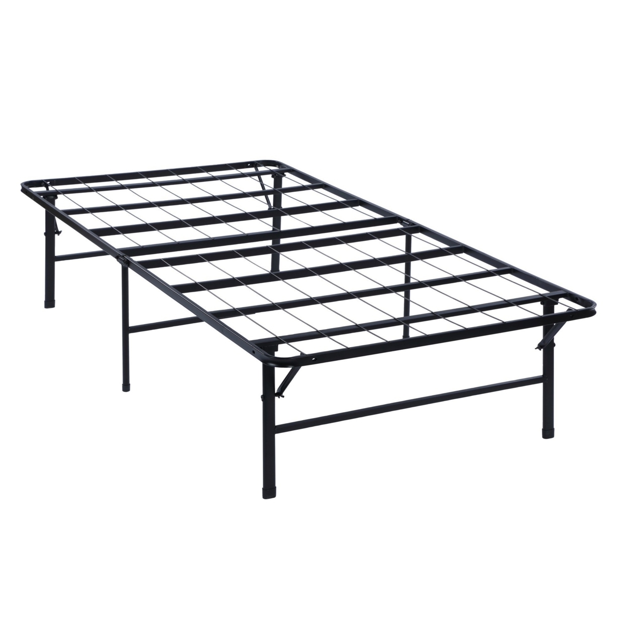 Adel Extra Long Twin Size Low Profile Bed, Foldable Metal Frame, Black