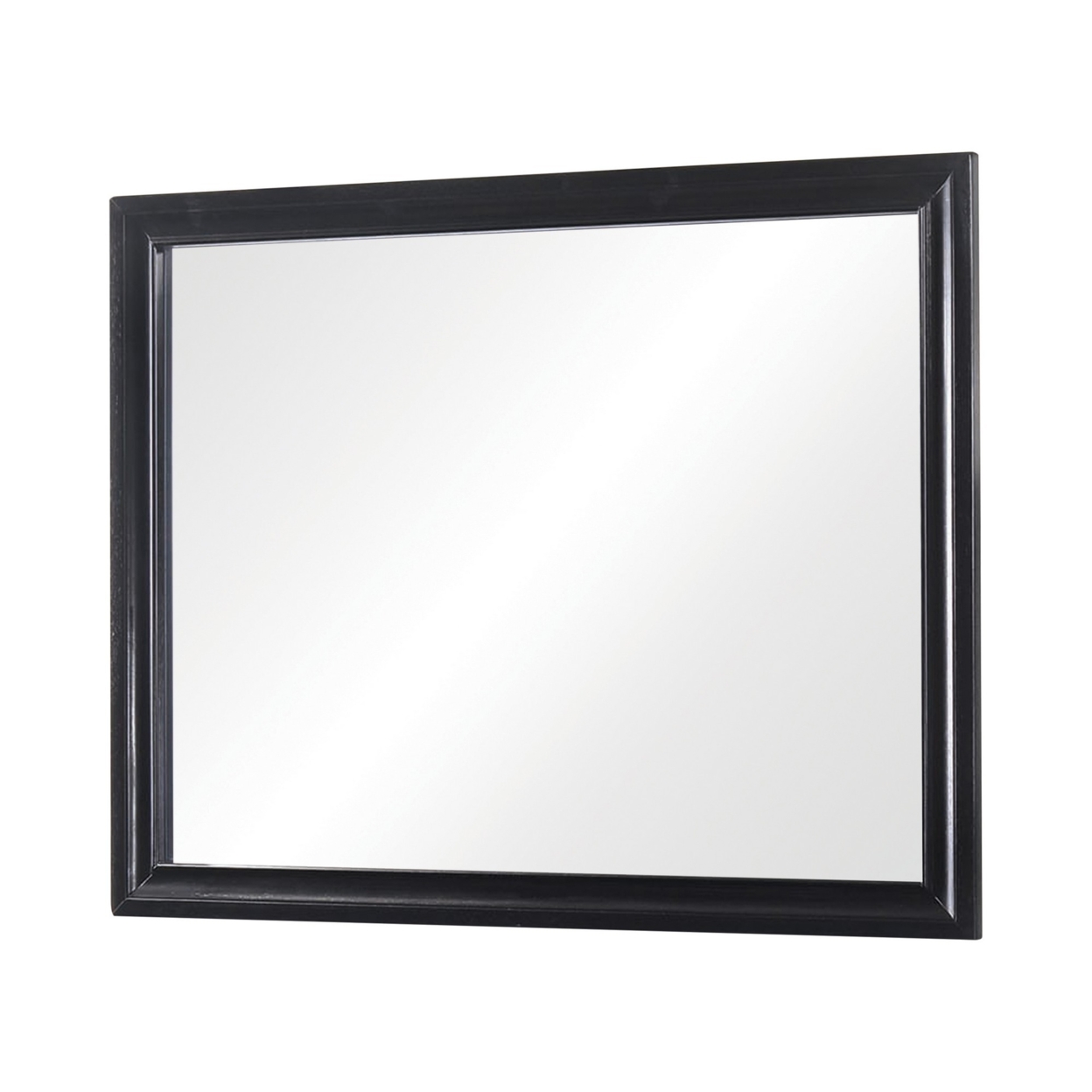 47 Inch Wood Mirror, Landscape Frame, Classic, Black
