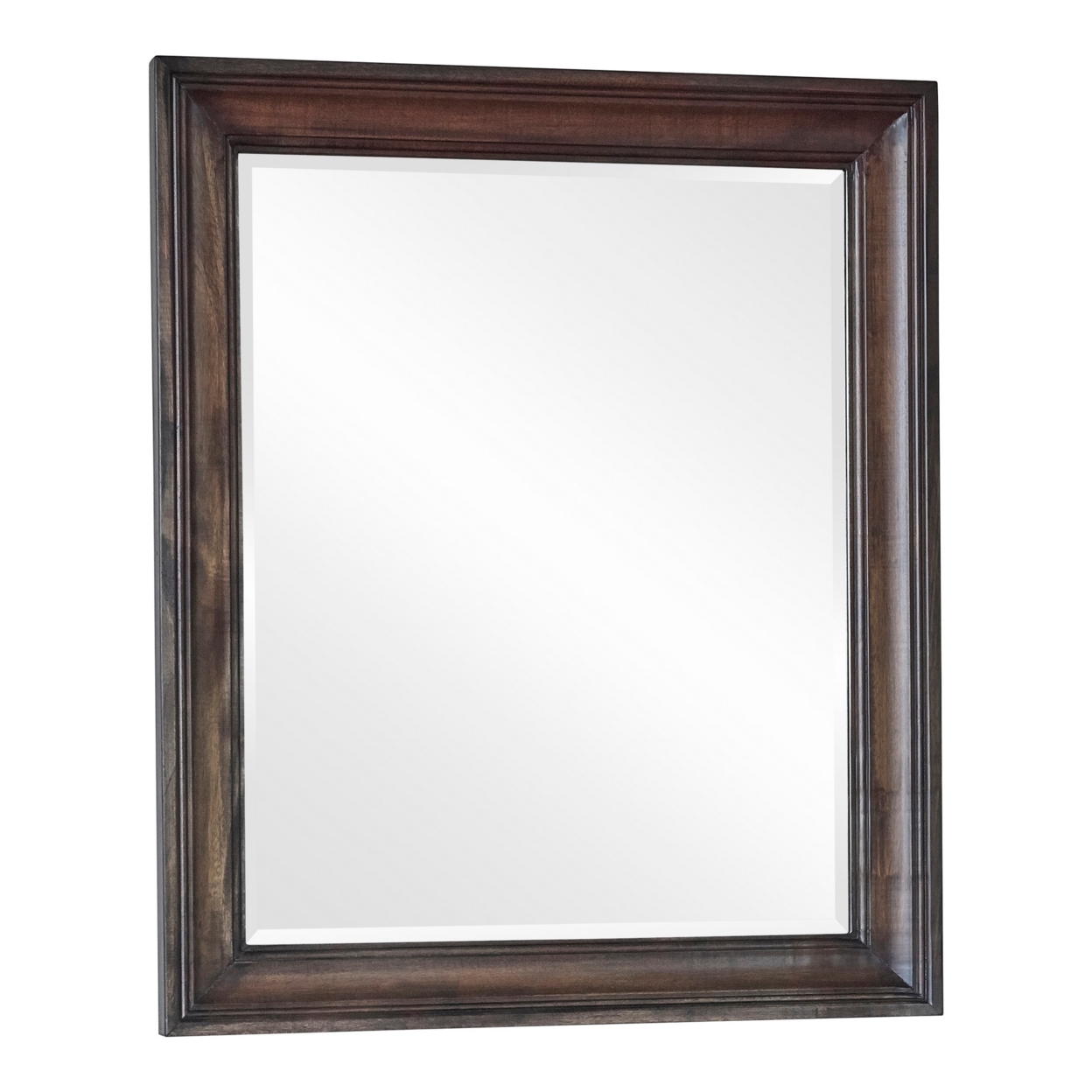 Oxy 38 Inch Classic Rectangular Portrait Mirror With Wood Frame, Brown- Saltoro Sherpi