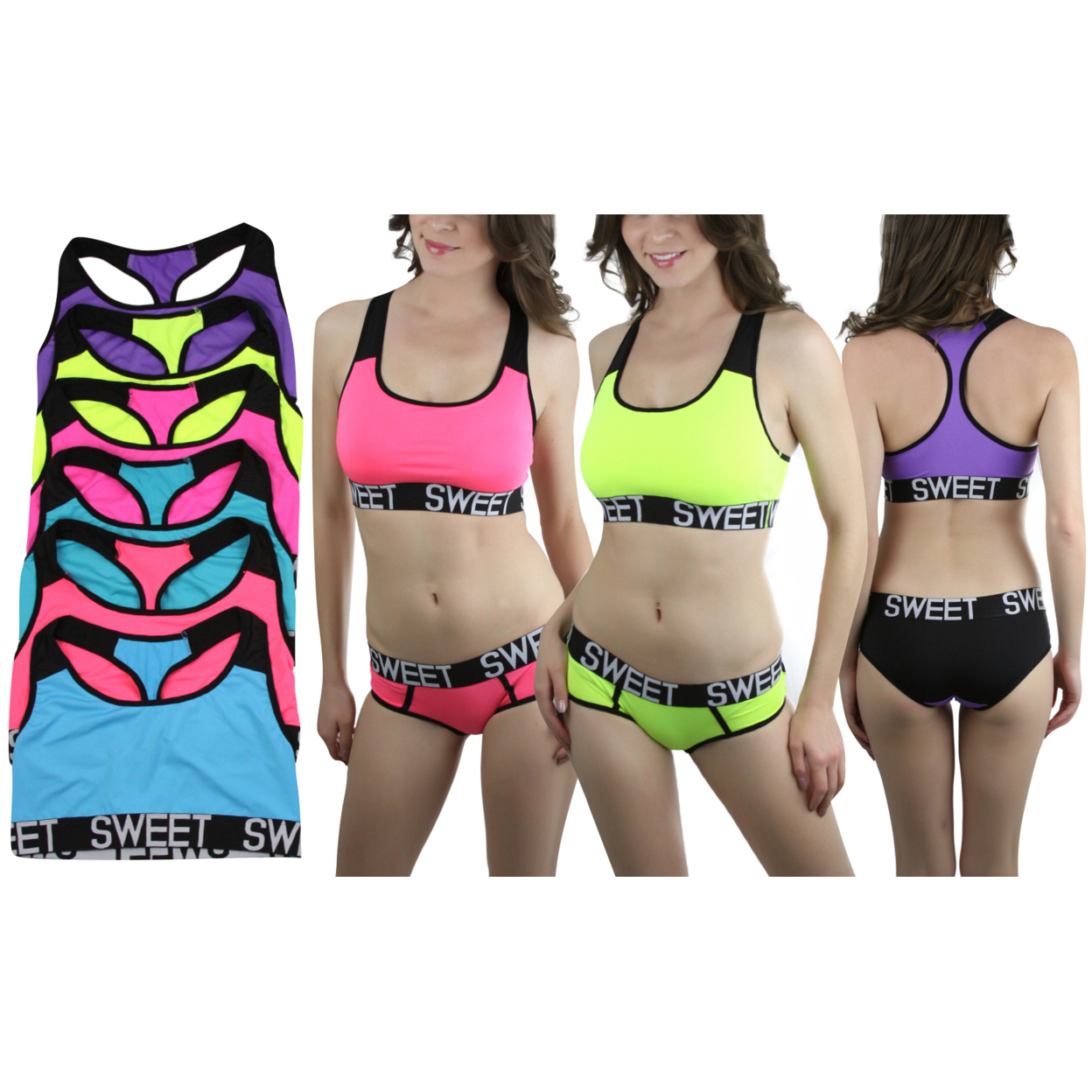 5-Pack Of Sports Bras Or 6-Pack Of Athletic Briefs - Sweet Waistband - S/M, Bras