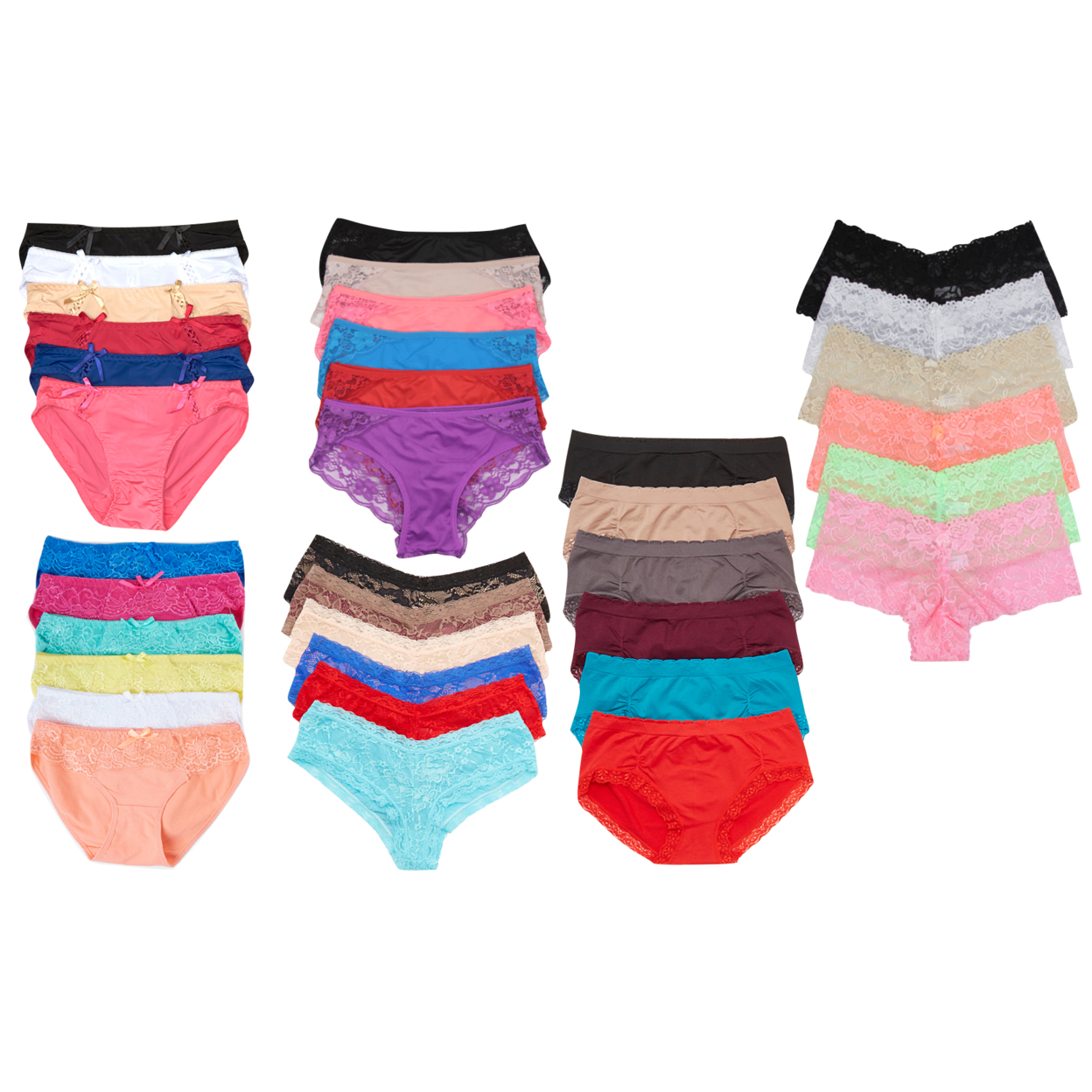 6 Pack Of Bikini Brief Panty Mystery Deal - Large