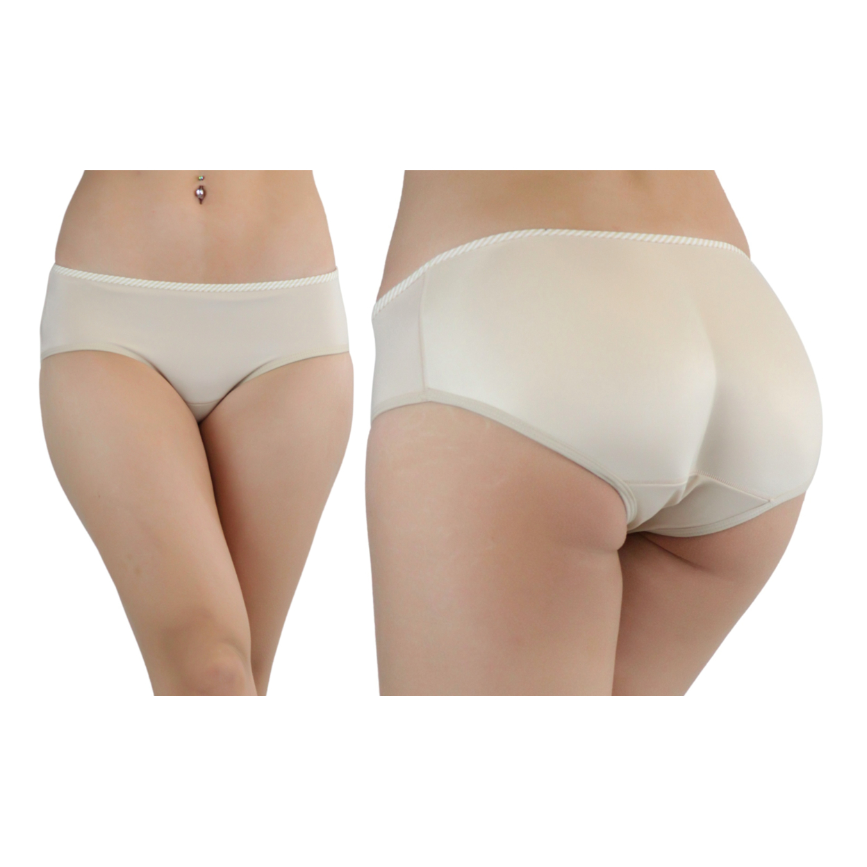 Women's Low-Rise Padded Panties - Beige, L
