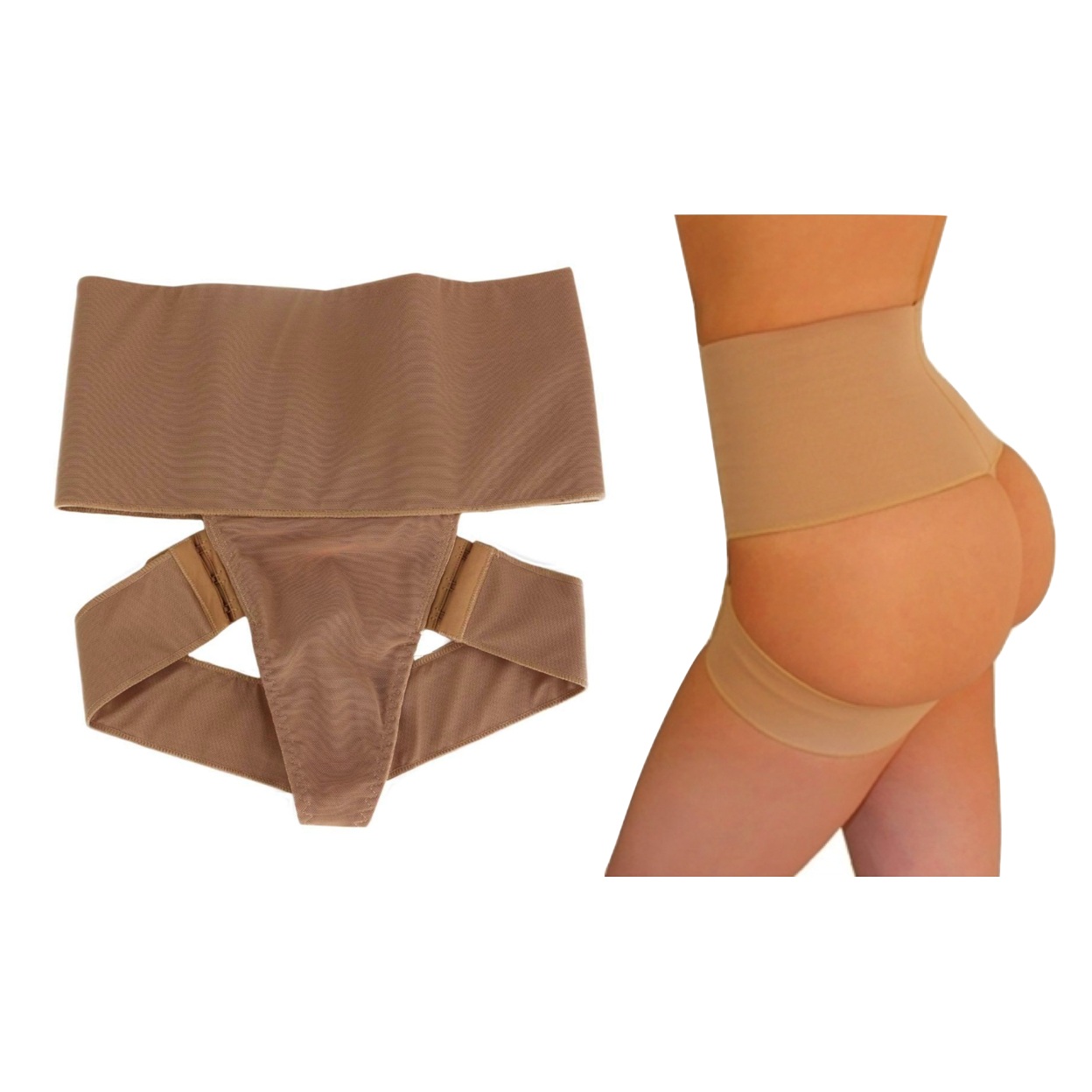 Adjustable Butt Booster Control Shaper In Regular And Plus Sizes - Beige, 3X