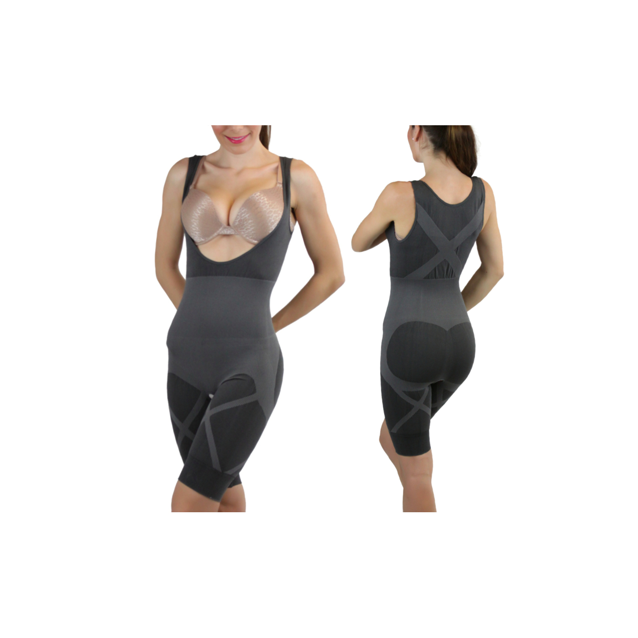 Women's Bamboo Slimming Body Suit Shaper - Gray, 2X