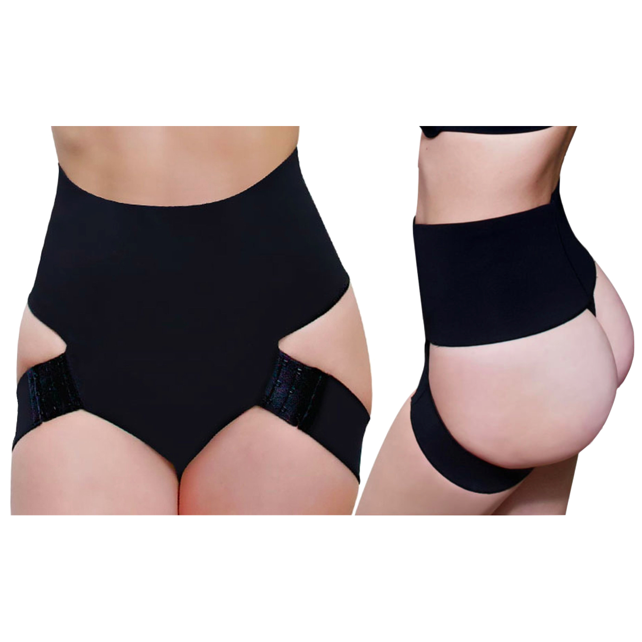 Adjustable Butt Booster Control Shaper In Regular And Plus Sizes - Black, XL