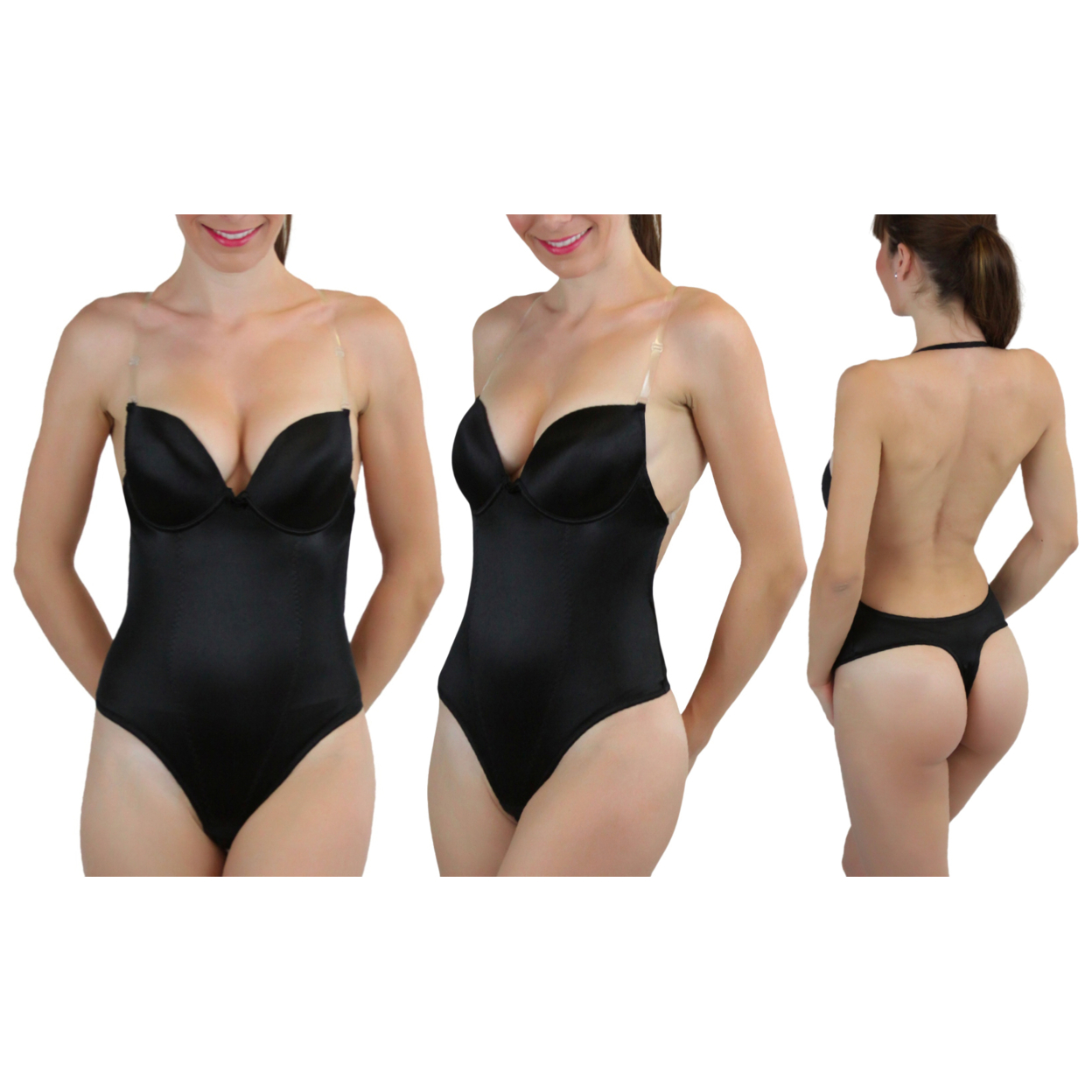 Women's Multiway Thong Backless Body Shaper - Black, 34D