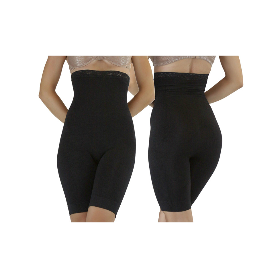 Women's High-Waisted Figure-Shaping Long Shorts - L/XL, Black