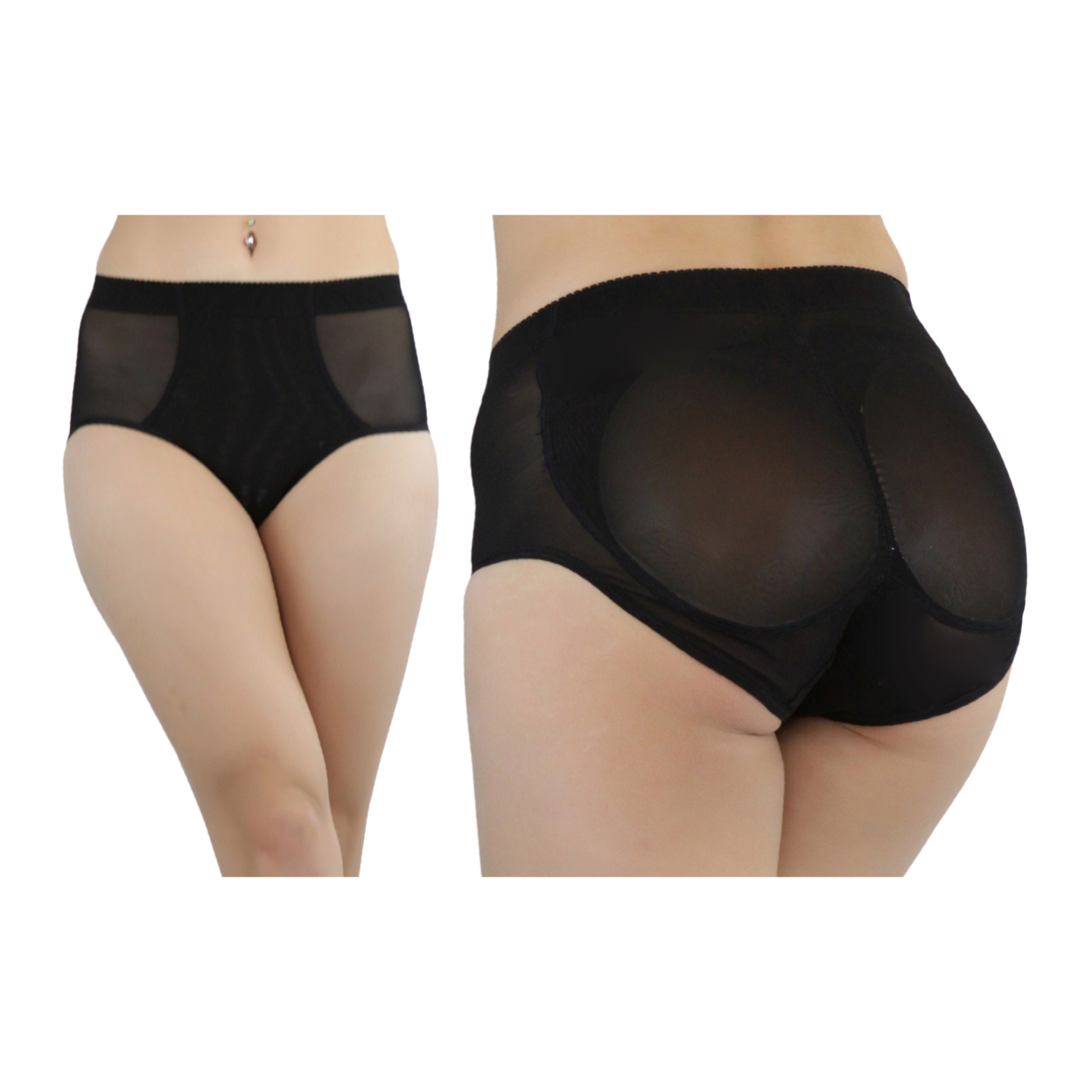 Women's Silicone Instant Buttocks Enhancer Panties - Black, 2X
