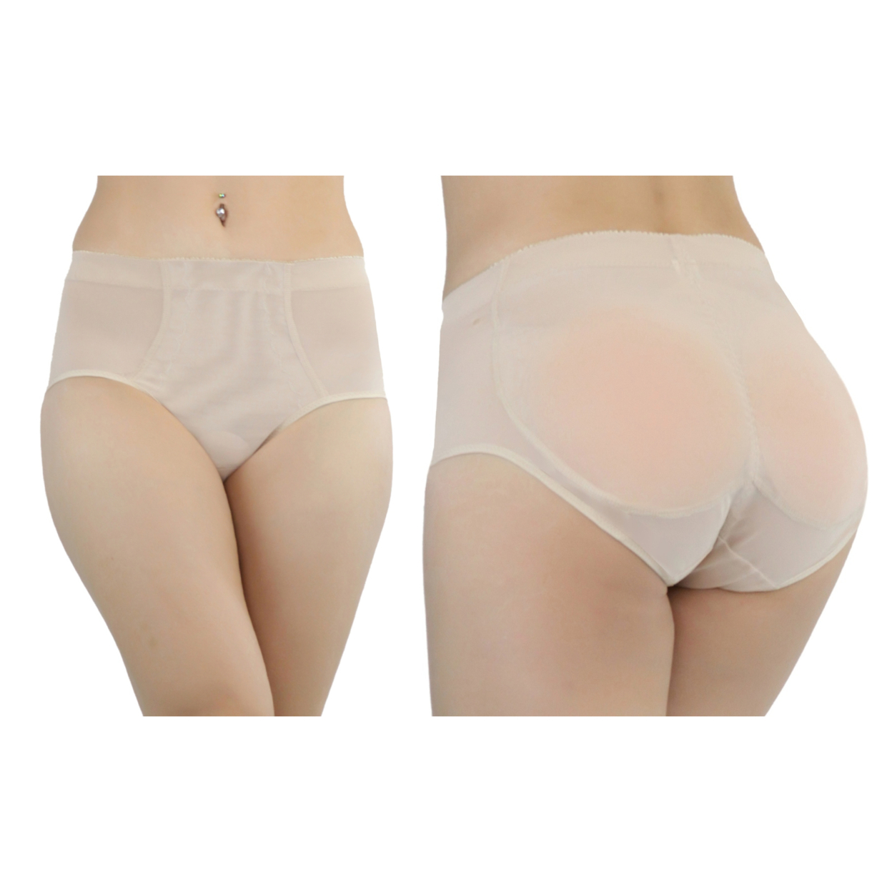 Women's Silicone Instant Buttocks Enhancer Panties - Beige, M