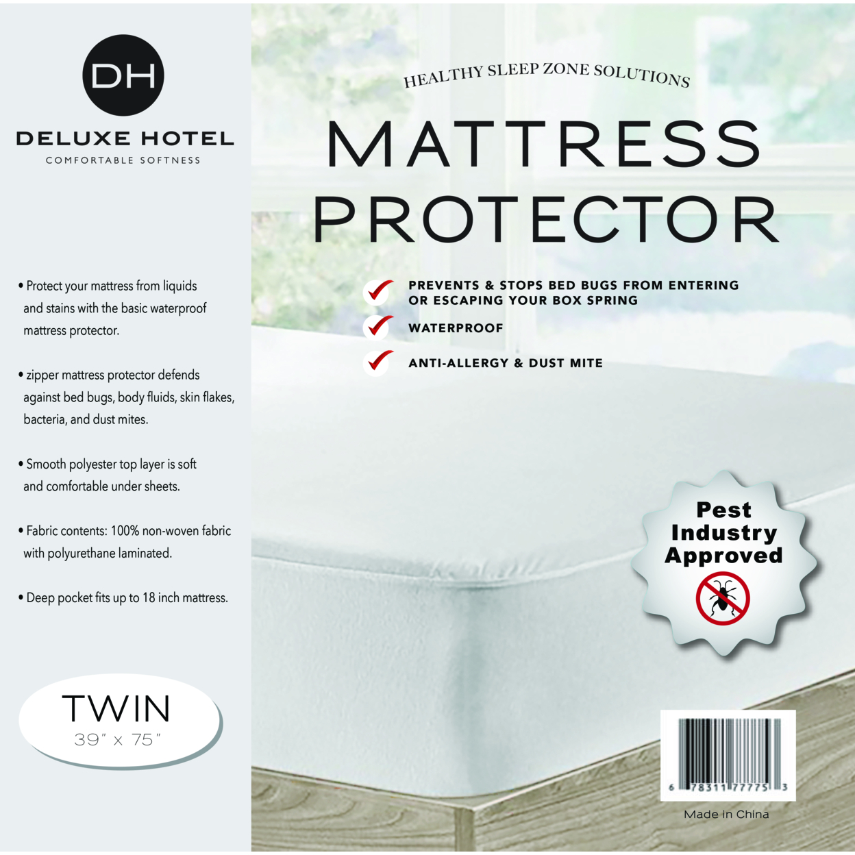 Waterproof Zippered Mattress Protector - Twin