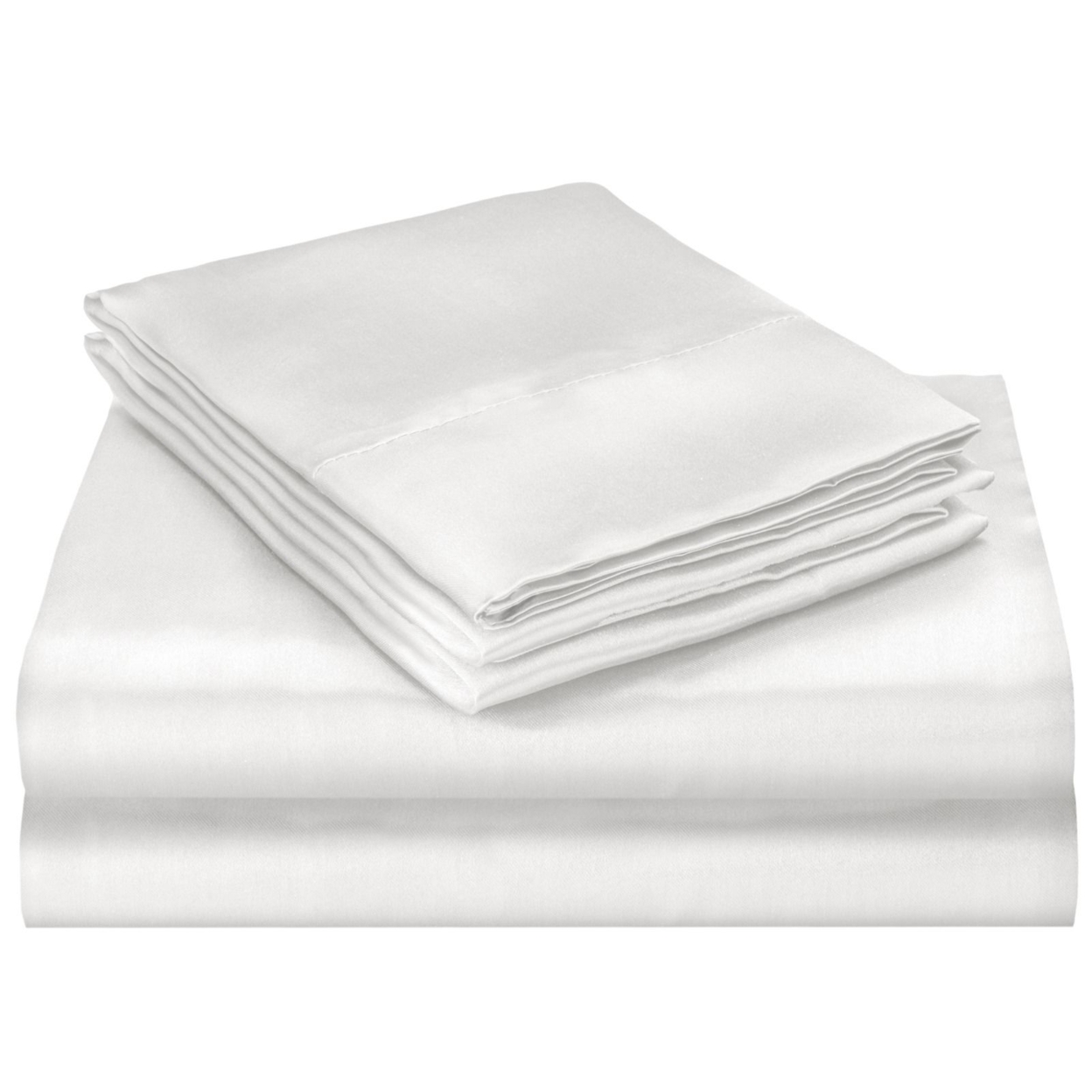 Queen Size Satin Bed Sheet Set - White