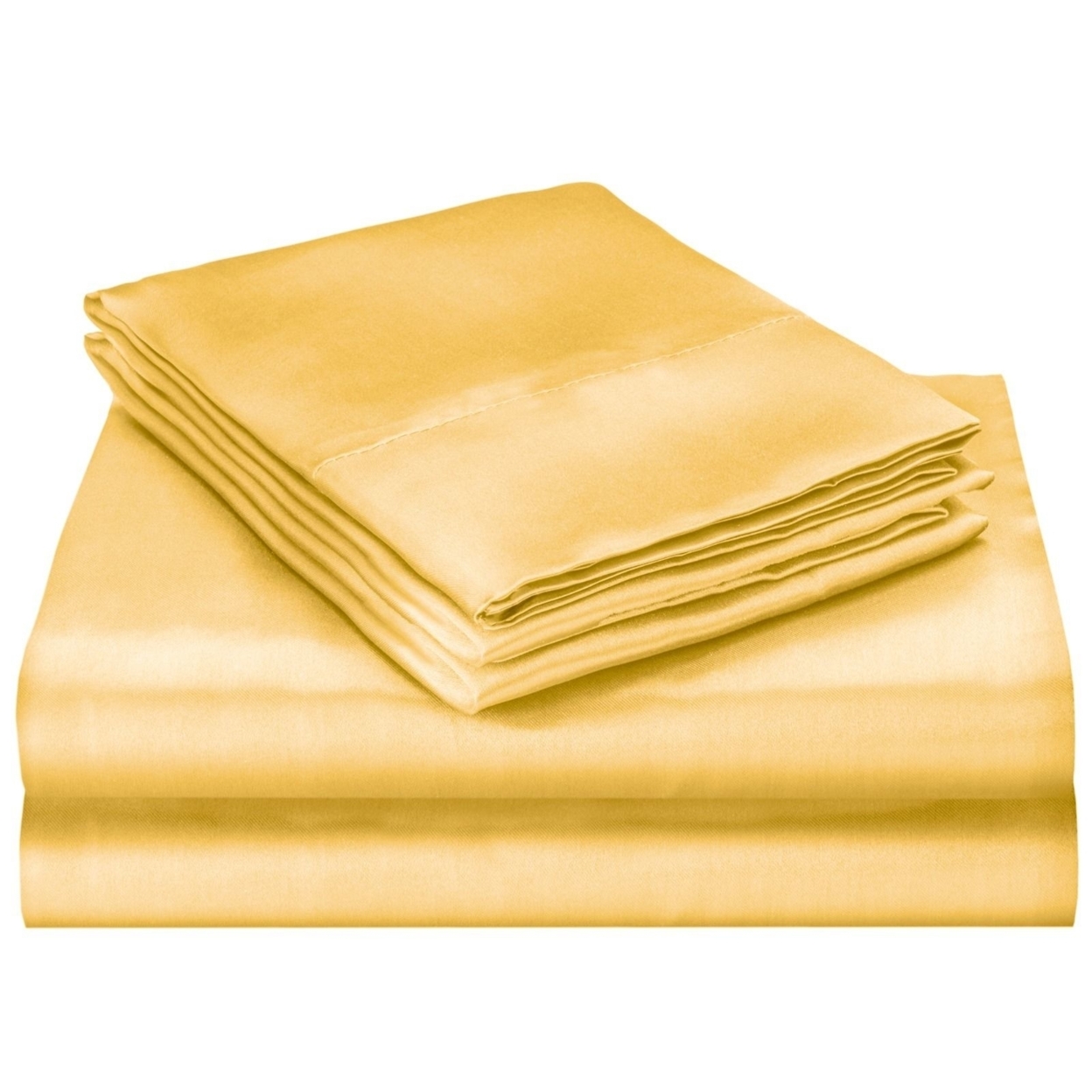 Queen Size Satin Bed Sheet Set - Gold