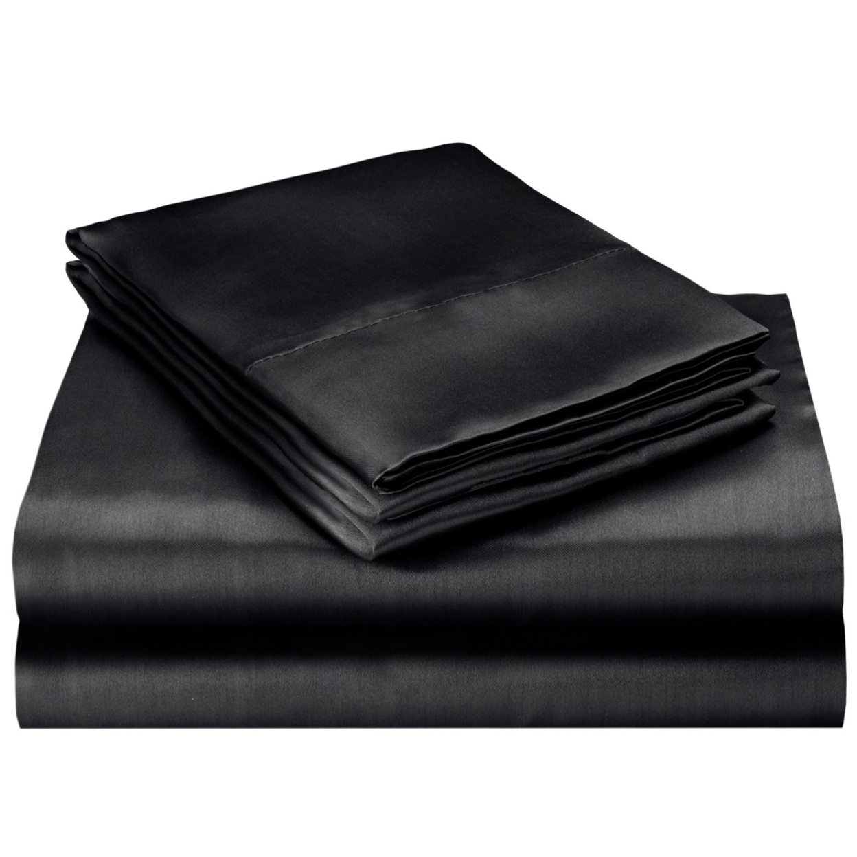 Queen Size Satin Bed Sheet Set - Black