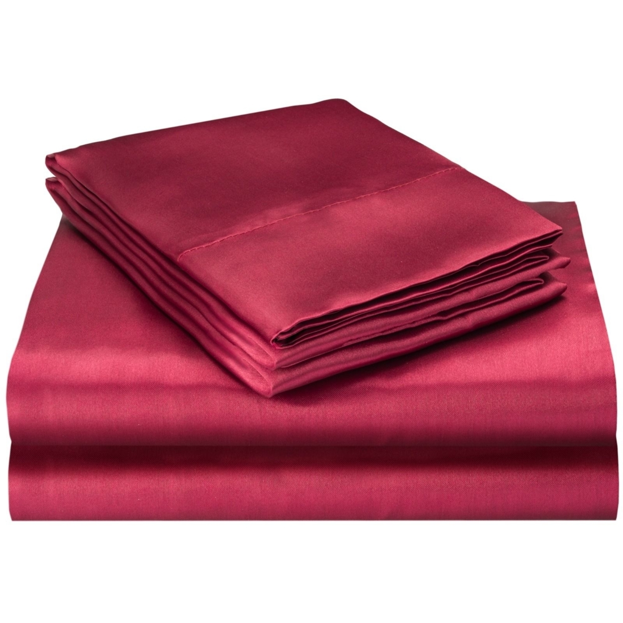 Queen Size Satin Bed Sheet Set - Burgundy