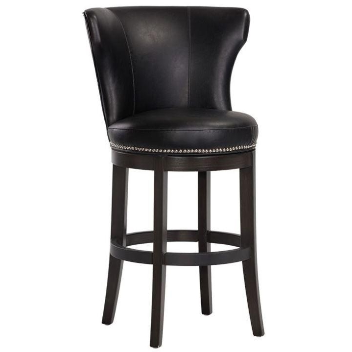 Bar Counter Stool in Coal Black Leather - Bar Height