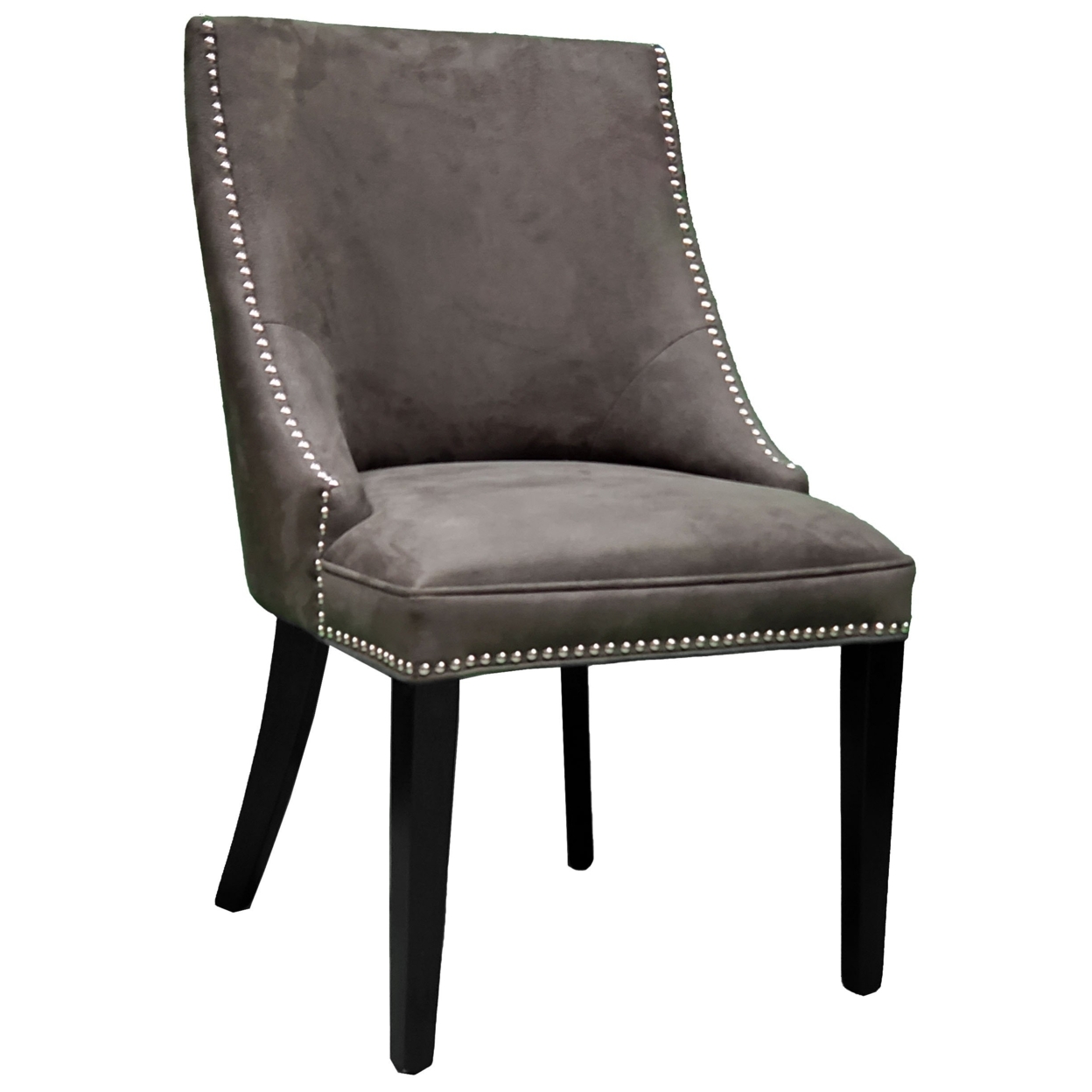 Accent Dining Chair w-Silver Nail Head in Charcoal GreyÂ 
