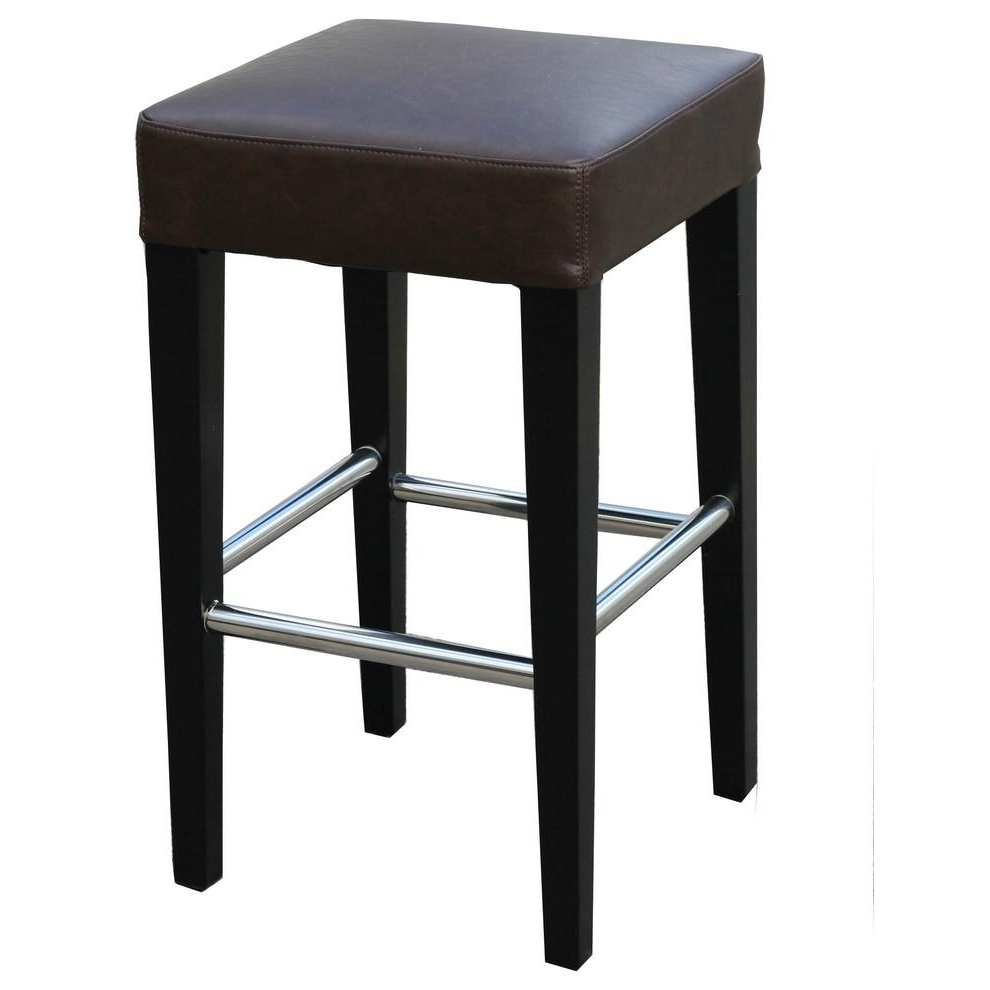 Backless Leather Counter Stool - Brown