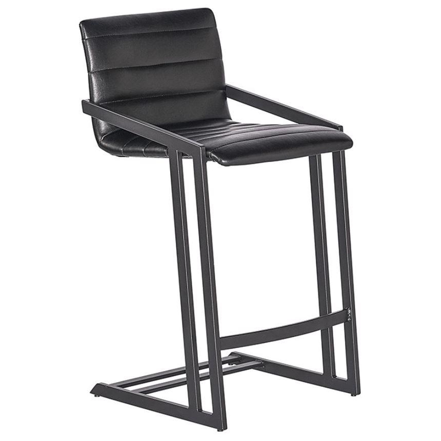 Black Leather Counter- Bar Stool