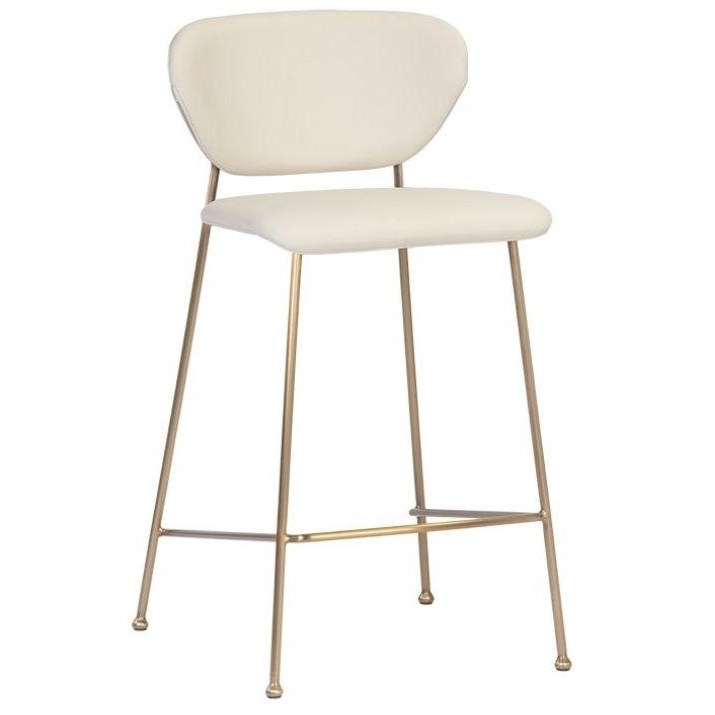Gold Frame with Cream Leather Counter Bar Stool