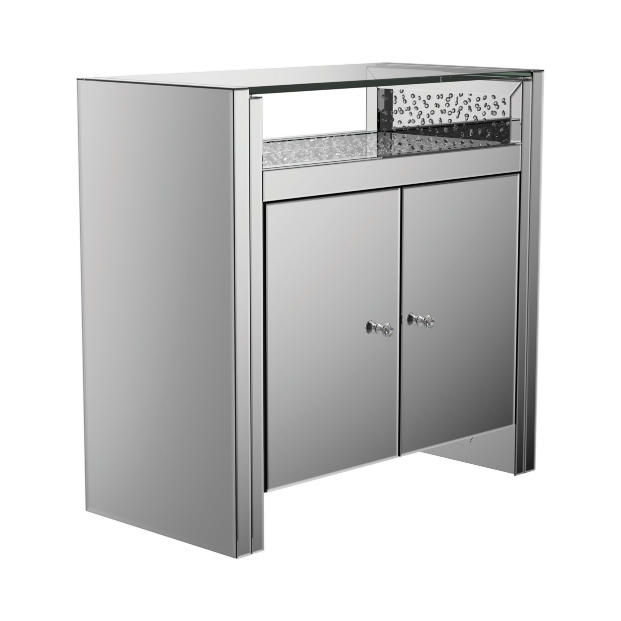 Regi 32 Inch Modern Mirrored Sideboard Buffet Console Cabinet, Silver