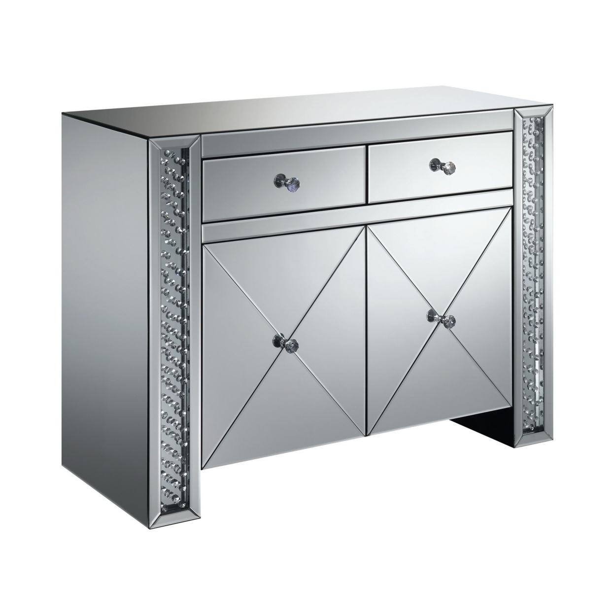 Regi 40 Inch Modern Mirrored Sideboard Buffet Console Cabinet, Silver