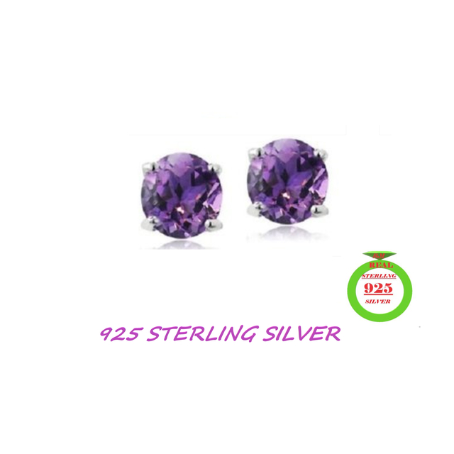 2.00 CTTW .925 Sterling Silver Genuine Amethyst Stud Earings