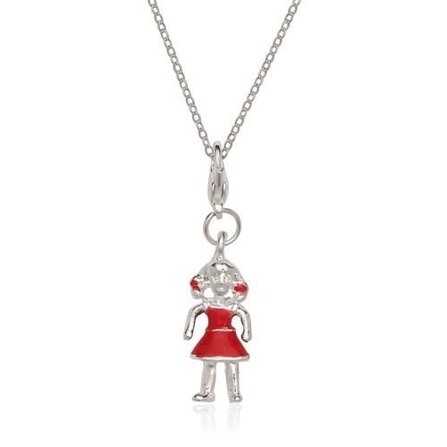 Rhodium Filled High Polish Finsh Over Sterling Silver GIRL Charm And Chain