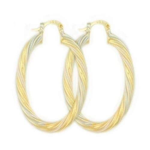 14k Gold Filled Tri Color Oval Hoops Earring