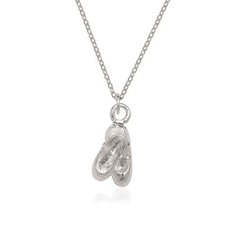 Sterling Silver Ballet Slippers Charm And Chain