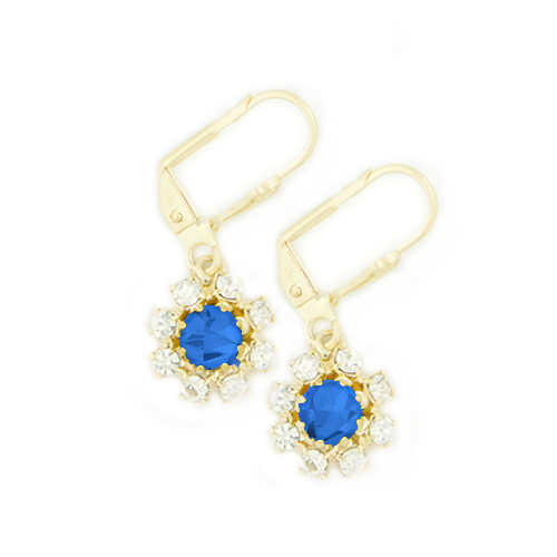 14K Gold Filled Blue Crystal Earring