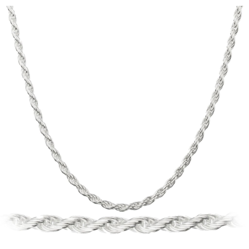 14K White Gold Filled 2MM Rope Chain 24 Unisex