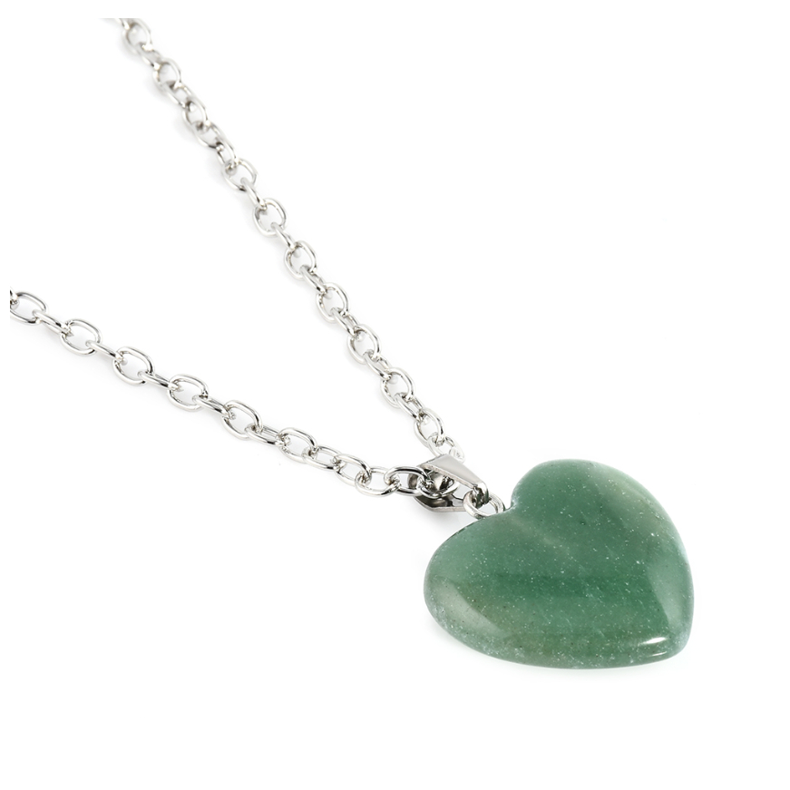 Genuine Jade Heart Chain Necklace Silver Filled High Polish Finsh
