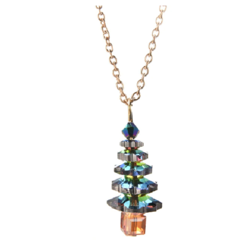 Elements Gold Green Christmas Tree Necklace