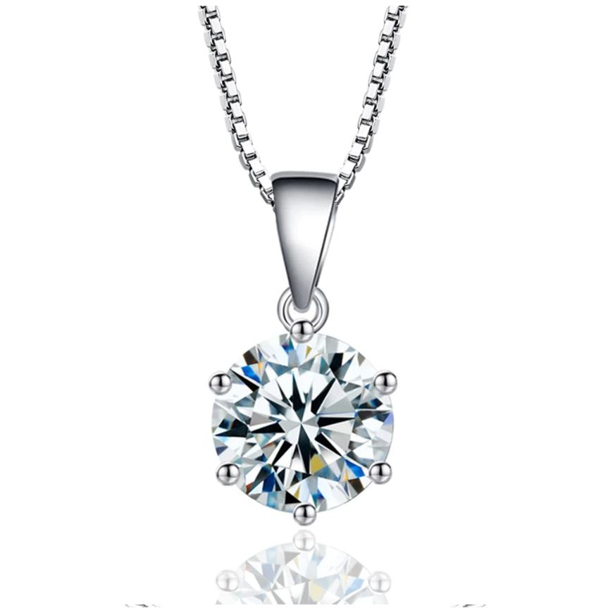 925 Sterling Silver Classic CZ Round Necklace