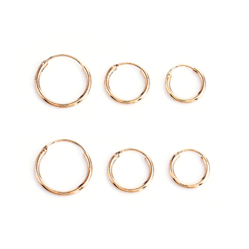 Endless Round Unisex Hoop Earrings (3 Pairs) 18k Yellow Gold Filled High Polish Finsh - Gold