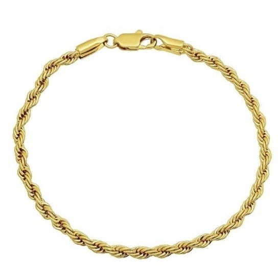 Great Gift 14k Yellow Gold Filled High Polish Finsh Round Rope Chain Anklet, 10 Inches