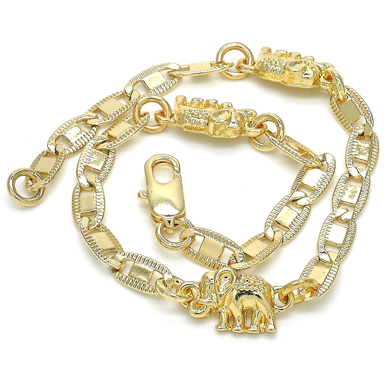 14k Yellow Gold Filled High Polish Finsh /TRI Color Mariner Marina Bracelet 8'' - 24''