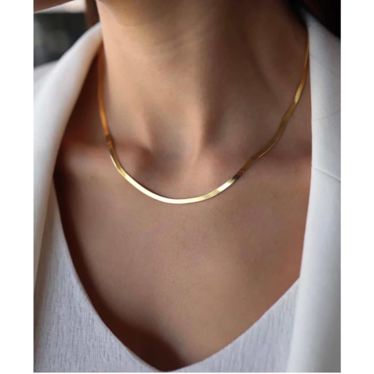 14k Gold Herringbone Necklace, Snake Chain, Gift For Mom, Mother's Day G - Yellow Bracelet 8''