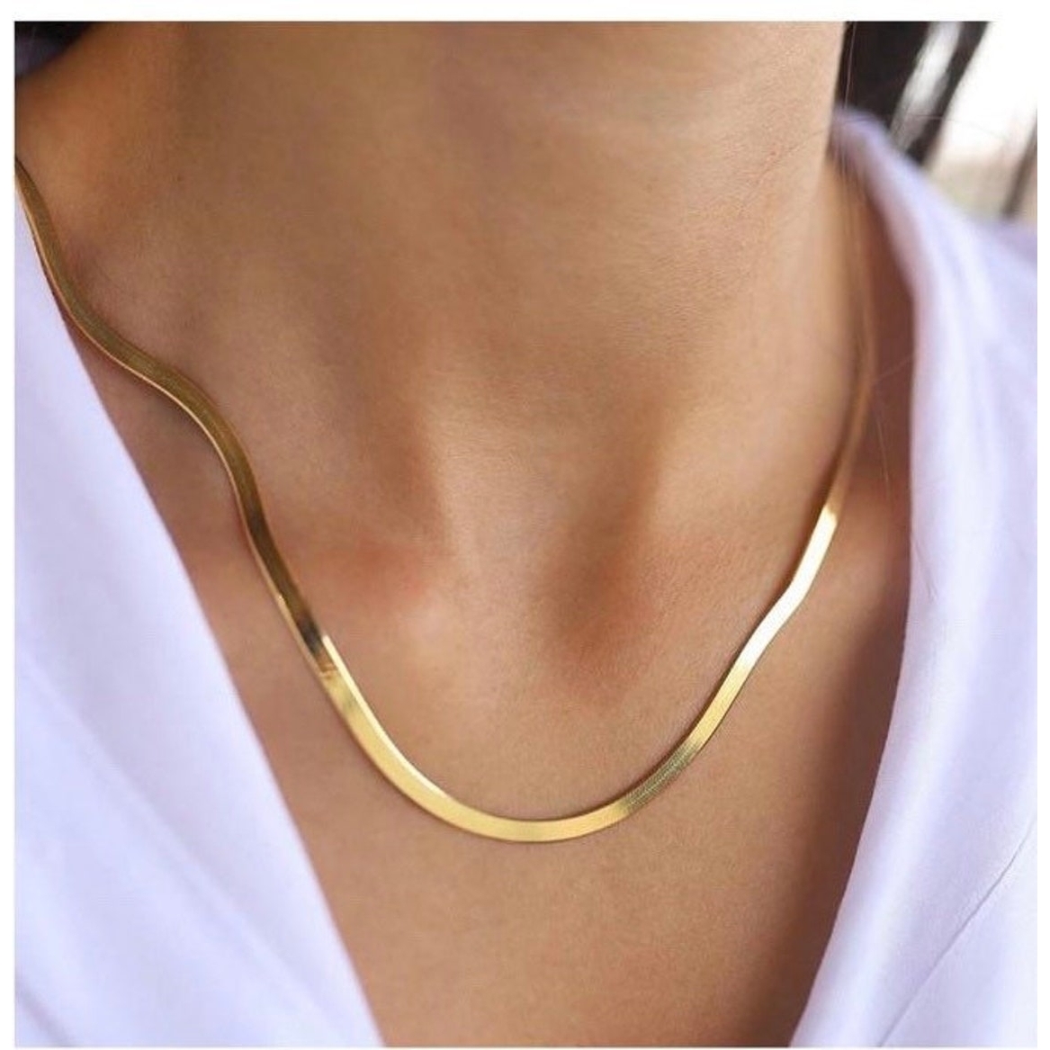 High Polish 18K Gold Filled Herringbone Bracelet, Gold, Herringbone Jewelry Necklace - YELLOW 20''