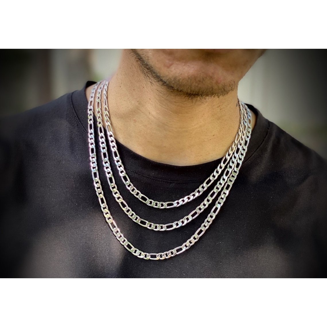 4mm Figaro Chain Necklace - Stainless Steel Necklace Men - Stainless Steel Chain Necklace - Mens Necklace Stainless Steel - Gifts For Him -