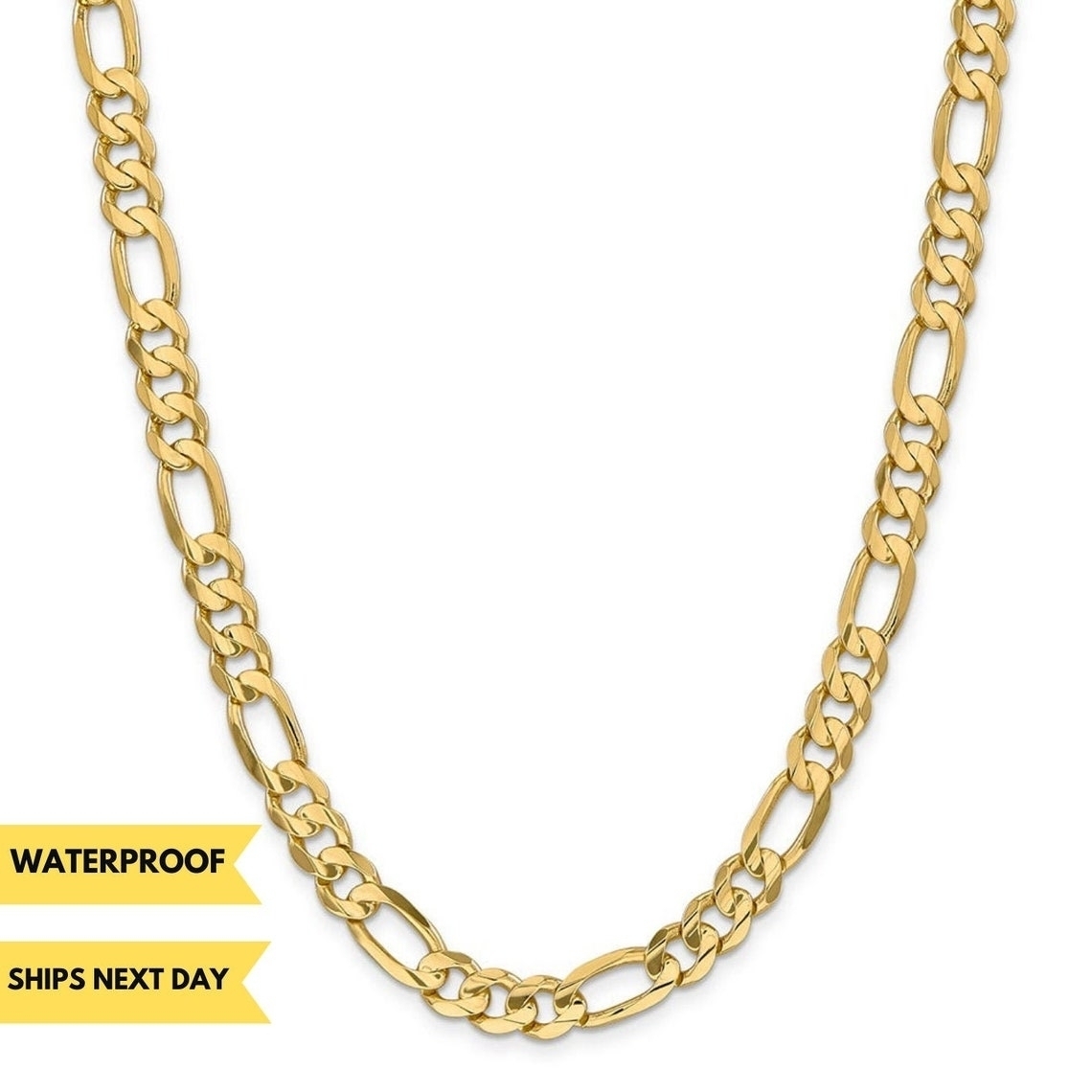 4mm Figaro Chain Necklace Yellow Gold Filled High Polish Finsh - Yellow