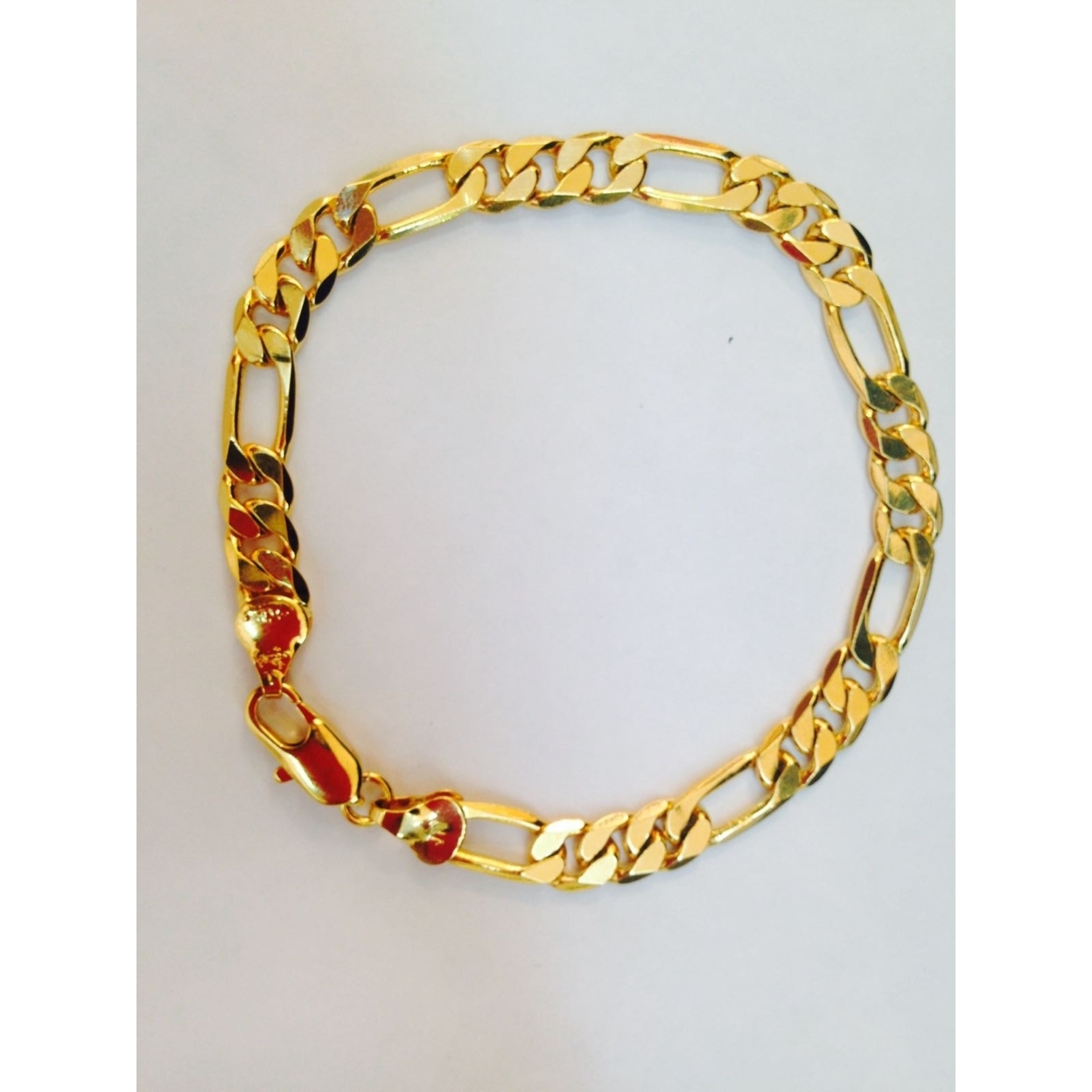 24k Yellow Gold Filled 8MM Figaro Chain Bracelet 8
