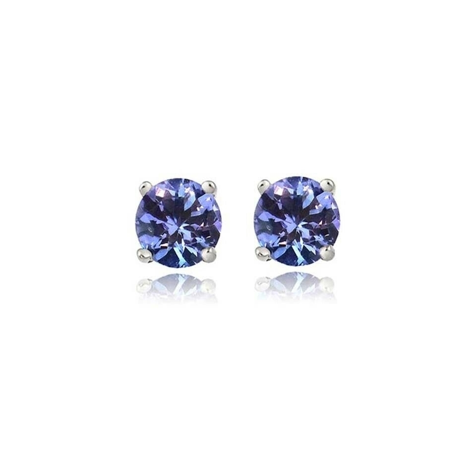 925 Sterling Silver 2.00 CTTW Sapphire Round Cut Studs