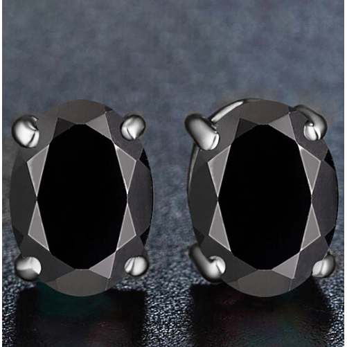 2.00 Cttw Genuine Black Spinal Oval Cut Studs