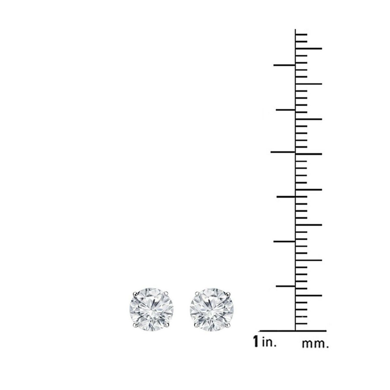 Lab Created White Topaz 6mm Round Cut 925 Sterling Silver Stud Earrings Gifts For Women