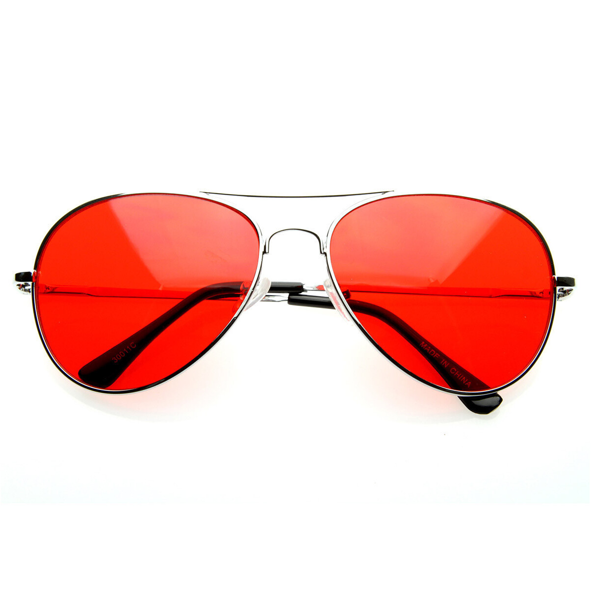 Colorful Premium Silver Metal Aviator Glasses With Color Lens Sunglasses - 8405 - Blue