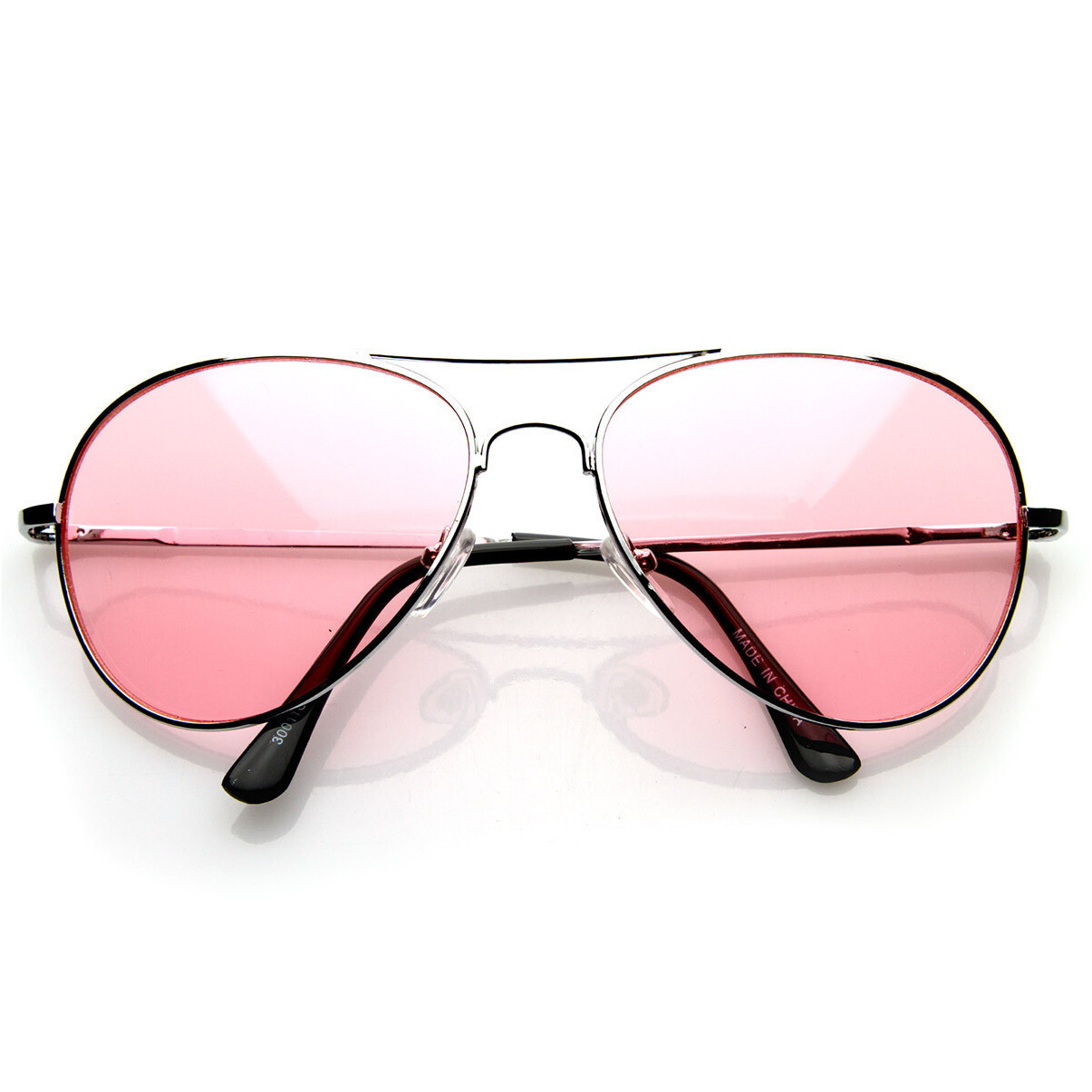 Colorful Premium Silver Metal Aviator Glasses With Color Lens Sunglasses - 8405 - Orange