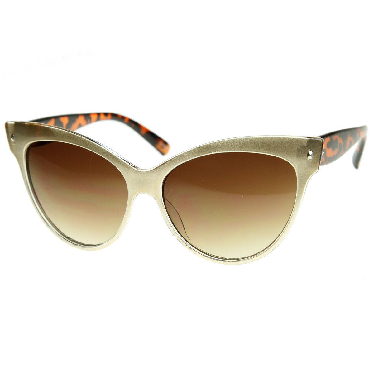 High Pointed Vintage Mod Womens Fashion Cat Eye Sunglasses - 8462 - Gold-Tort