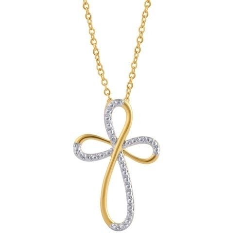 14k Gold Plated Crystal Accent Infinity Cross Necklace