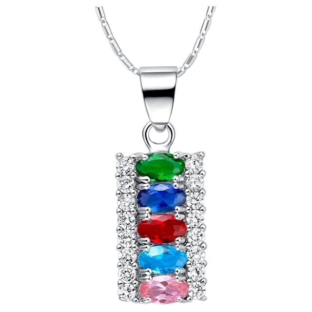 5 Birthstone Mothers Pendant Necklace Pendant Multi Colored